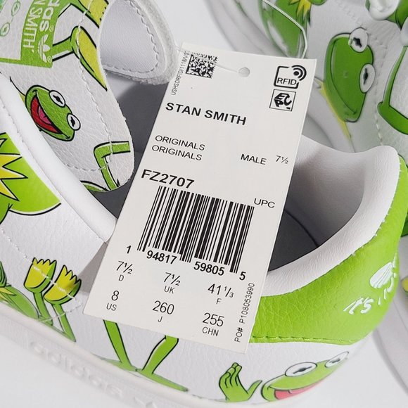 NEW Adidas Stan Smith Disney Kermit The Frog The Muppets Shoes FZ2707 Size 8 - Picture 8 of 10